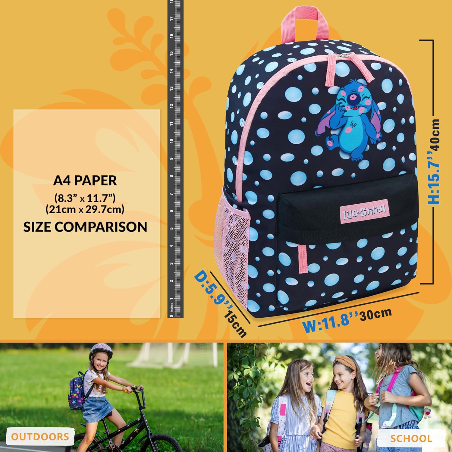 Disney Stitch Backpack for Girls Teens School Bag Kids Book Bag School Supplies Gifts (Black) - Image 2