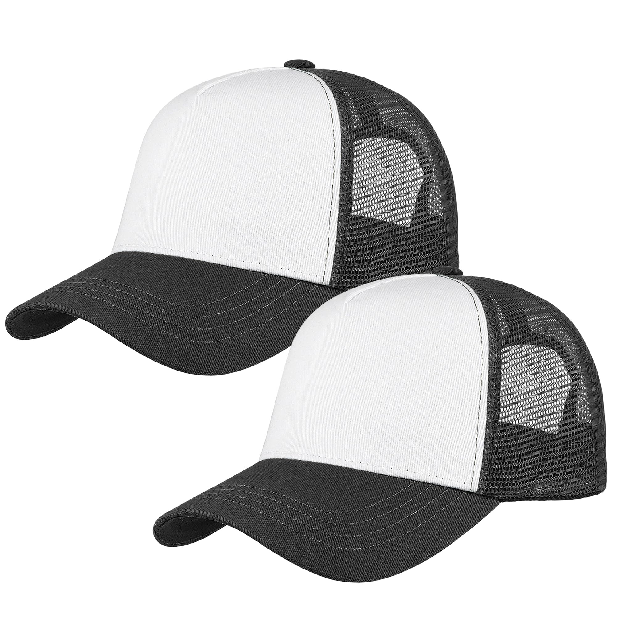 Falari 5-Panel Mesh Baseball Cap, Trucker Hat, Structured Plain Design, Cotton, Adjustable Size