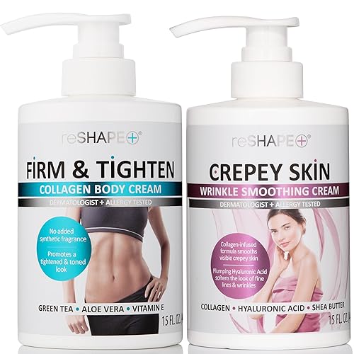 Reshape Crema corporal de colágeno + loción de tratamiento de piel crepey, crema hidratante para el cuidado de la piel, crema para la piel crepey