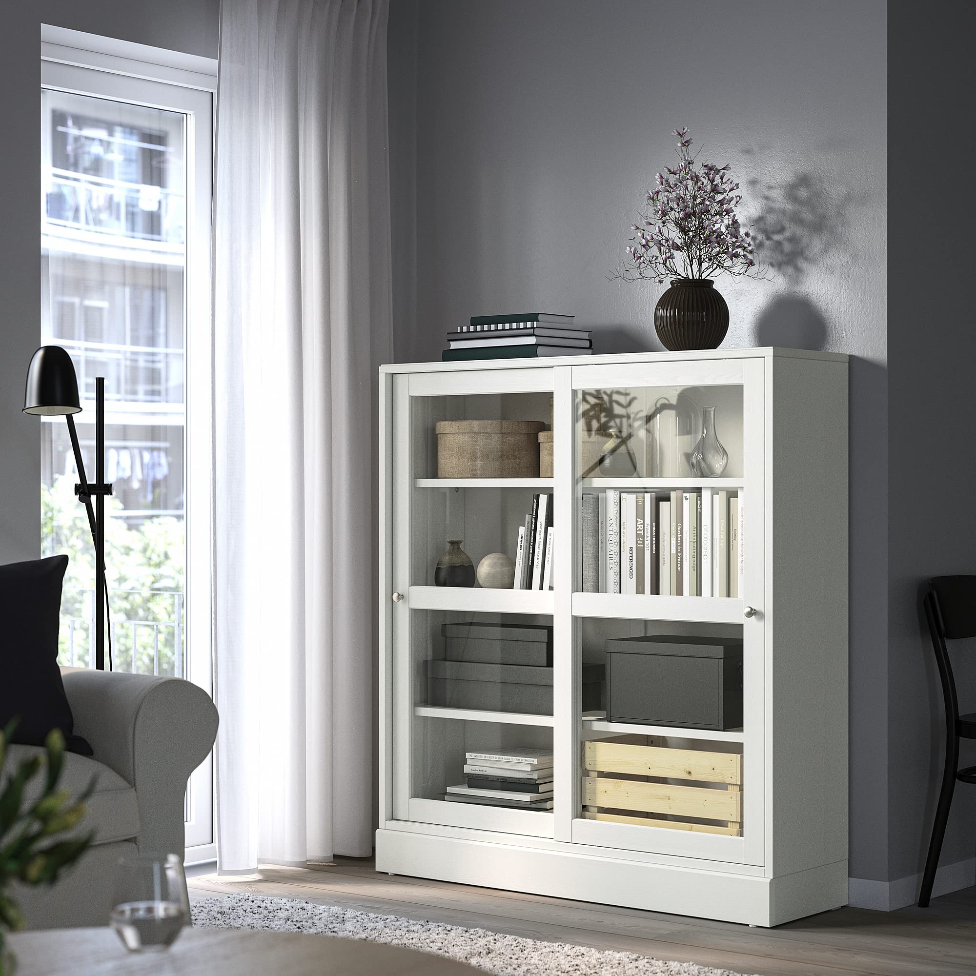 Amazon.co.jp: IKEA HAVSTA ガラスドアキャビネット 台座付き