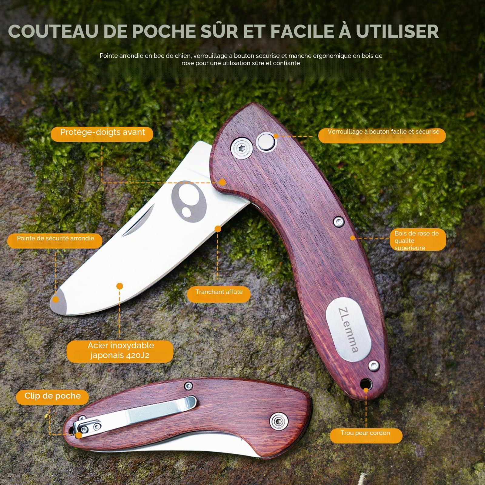 Kit de survie en plein air pour enfants avec couteau de poche, outil multifonction, allume-feu, boussole, paracorde, sifflet, mousquetons et sac étanche – Kit d'aventure de camping pour garçons et