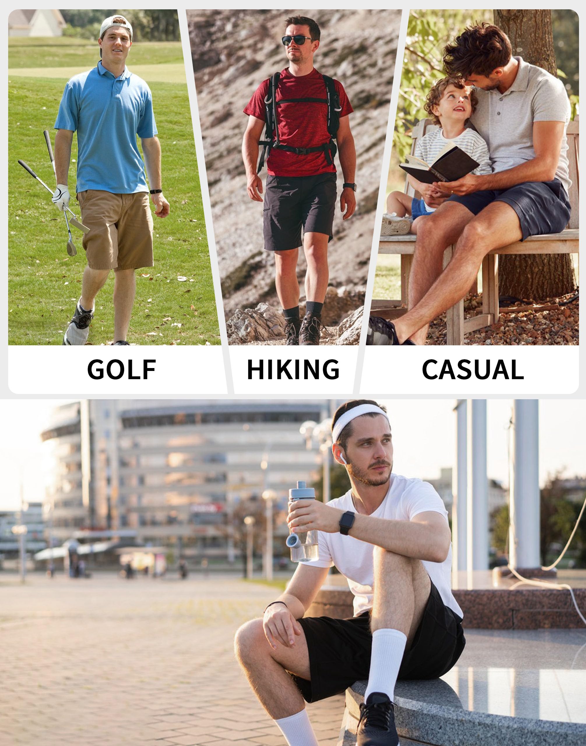 Pioneer Camp Herren Golfshorts Stretch Golf Half Pants Kurze Hose mit 3 Taschen