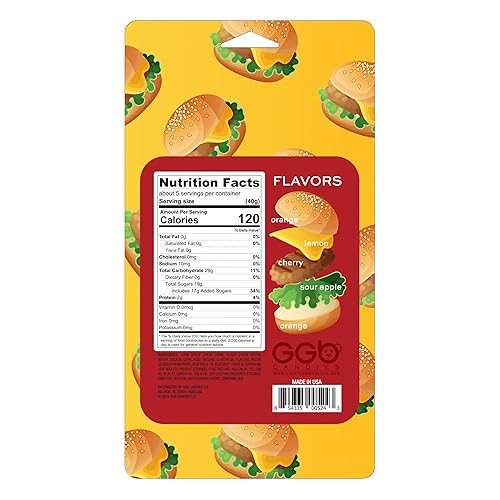 Gummy Burger - Rebosante de cereza, naranja, limón y manzana agria diversión de GGB Candies (6.5 onzas)