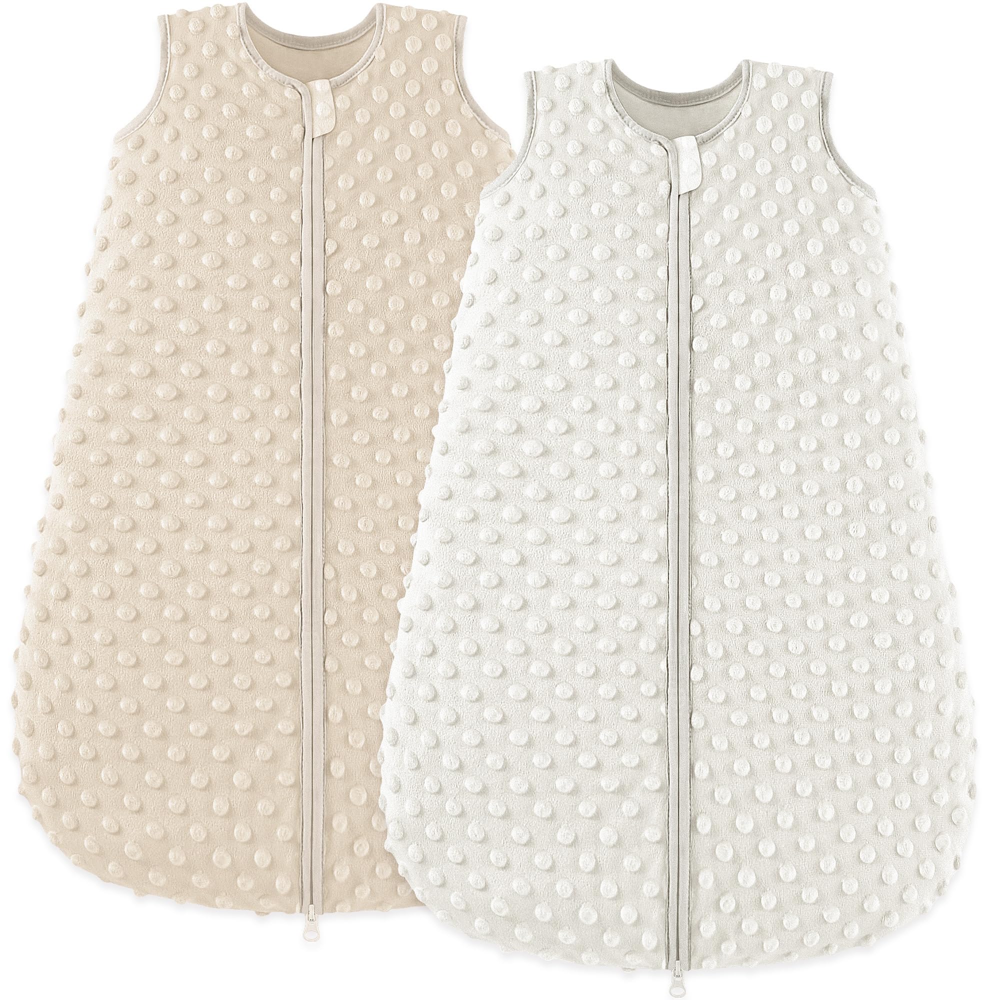 Bearmoss - Saco de Dormir para bebé, cálido, algodón, 2 Unidades, Forro 100% algodón, con Tejido Polar de Felpa para recién Nacidos, niños y niñas (Marrón, 78cm)