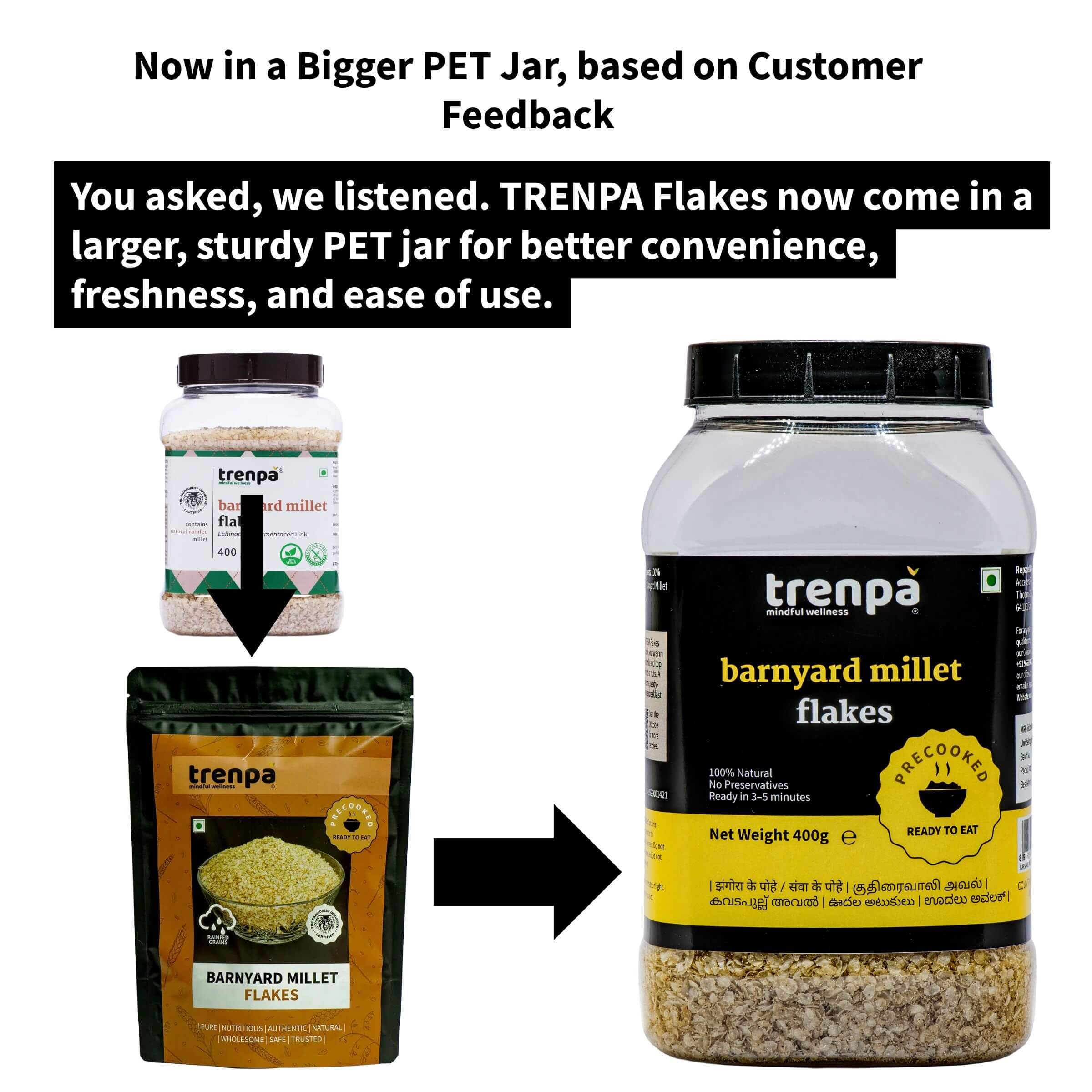 TRENPA Black Kavuni Rice Flakes 400g | Whole Grain | Easy Breakfast & Meal Flakes