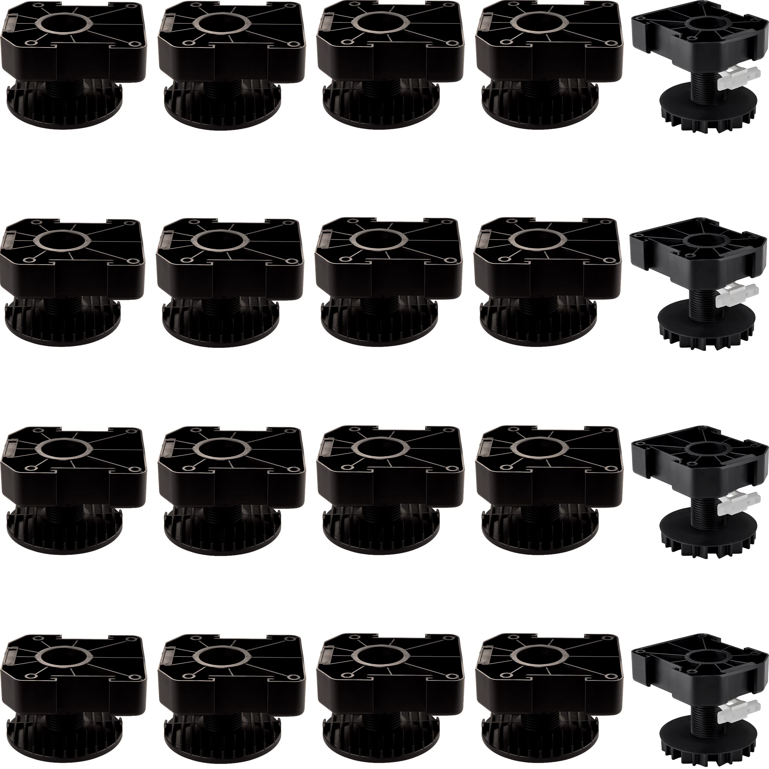 SOTECH Set di 4 Gambe Per Mobili Gambe Per Zoccolo Gambe Regolabili 55mm | Altezza regolabile nera | Supporta fino a 500 kg | Set completo