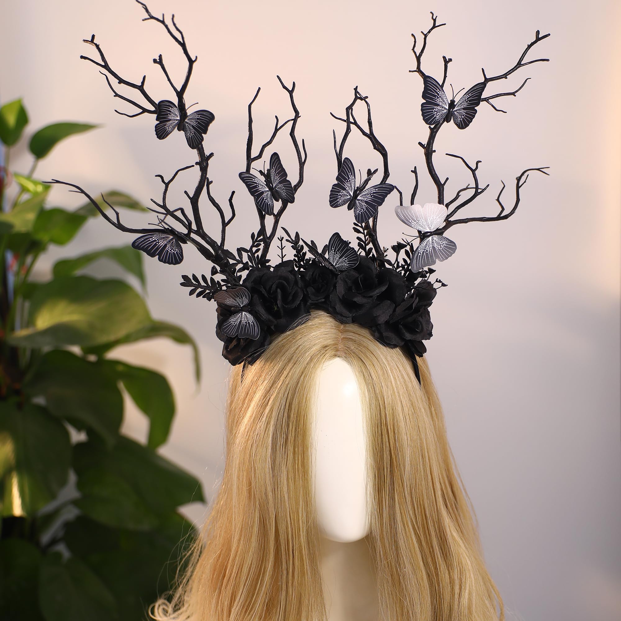 Black Butterfly Branch Headband Handcrafted Woodland Gothic Hair Accessory Amazon.com : MOSTORY Black Butterfly Branch Headband  main image 2