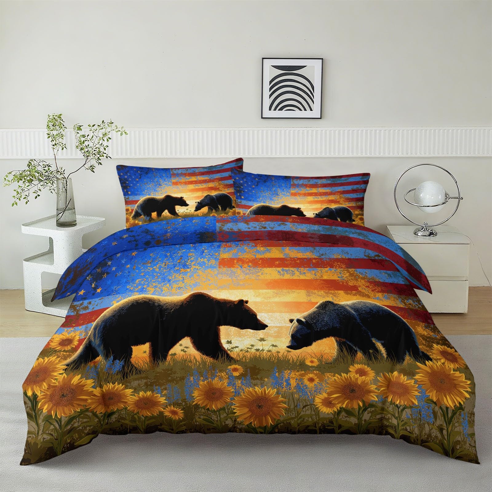 Housse de couette 240 x 260 moderne parure de lit microfibre facile d'entretien taie d'oreiller enfant