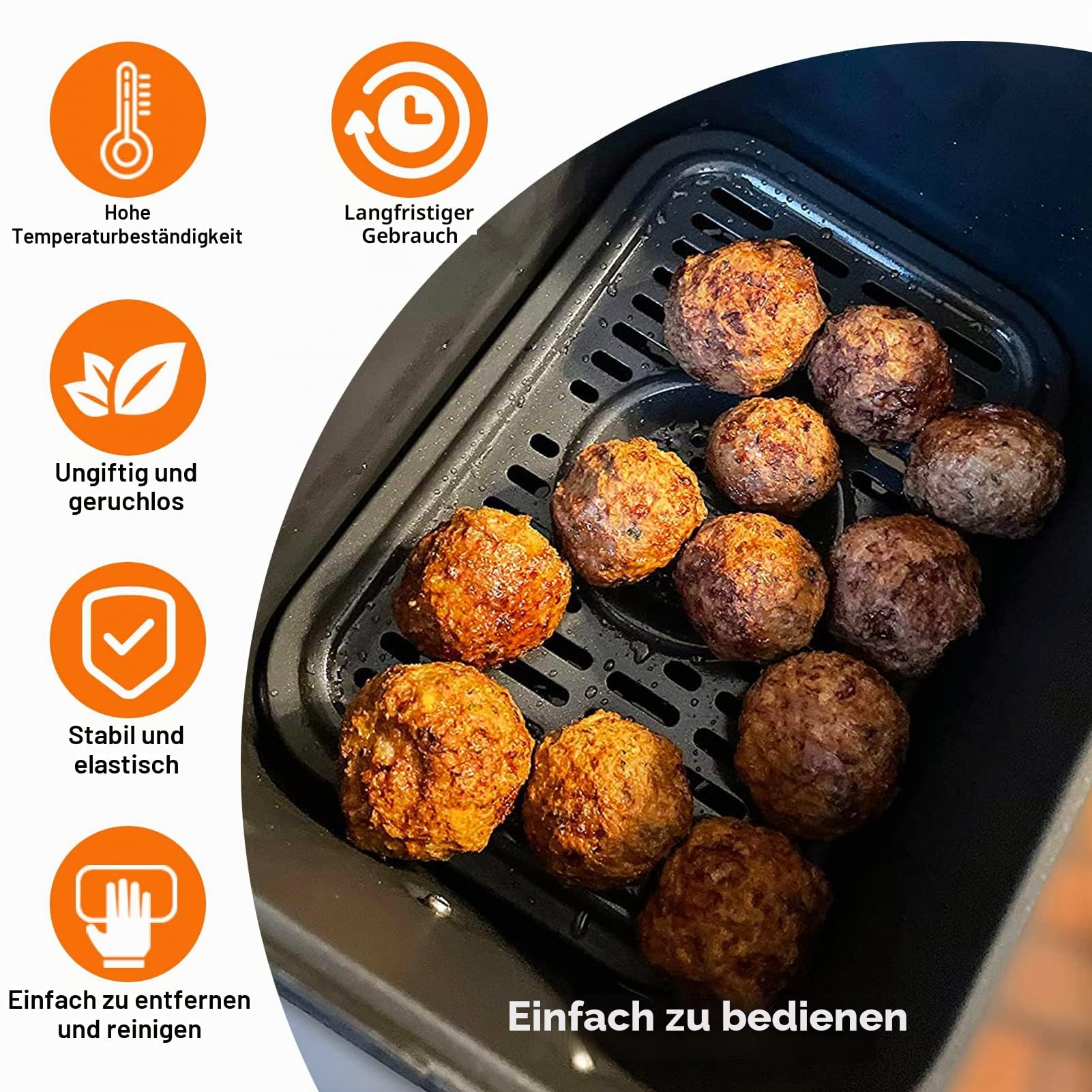 Air Fryer Grillpfanne für Ninja Air Fritteusen, 2 Packungen Ersatz Luftfritteuse Crisper Platte Grillplatte Tray Zubehör mit Gummipuffer für Ninja Foodi DZ090 DZ201 DZ100 Luftfritteuse