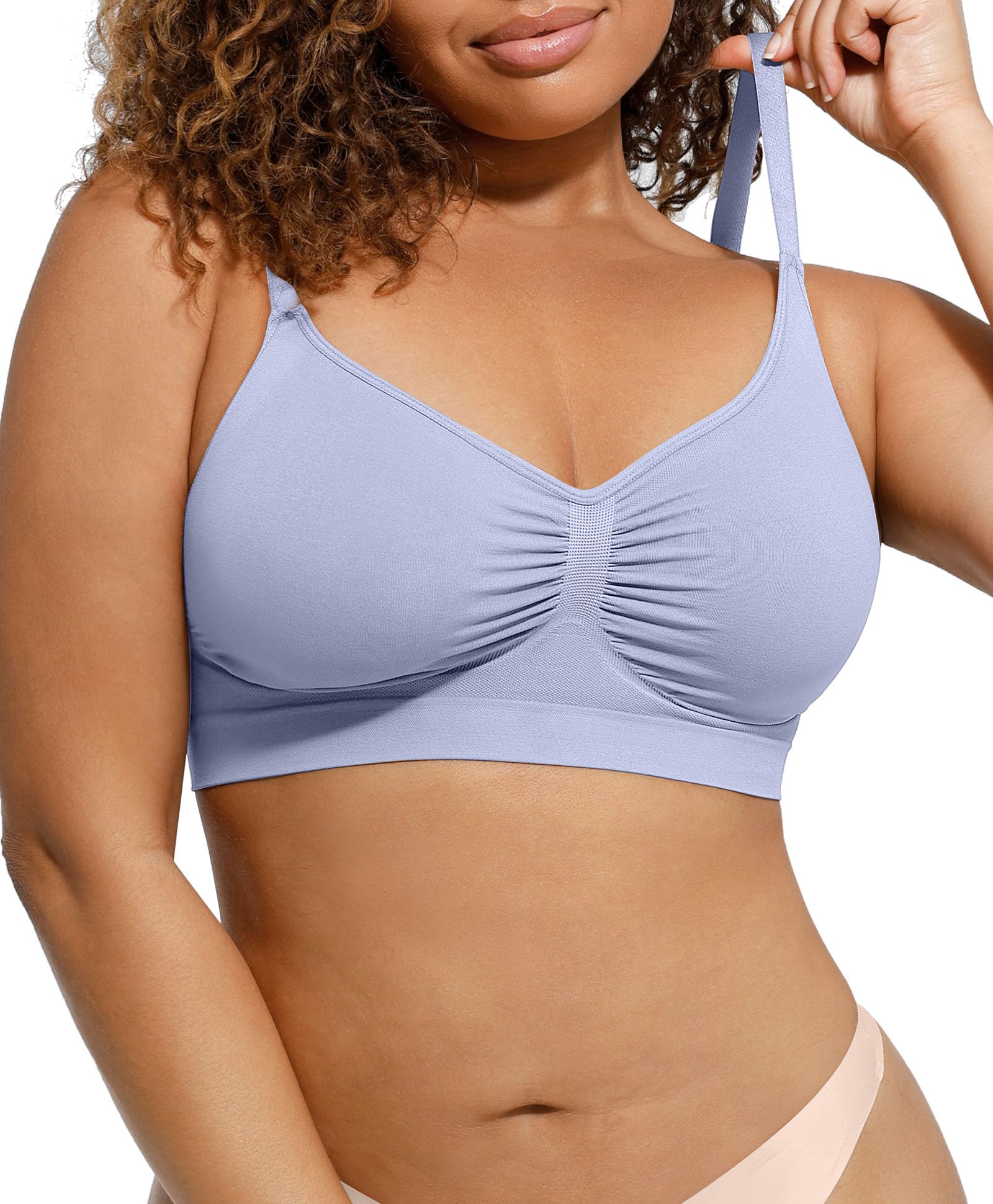 Photo 1 of Wireless Bras for Women No Underwire Stretch Adjustable Bralettes Comfort Soft Sleeping Bra Blue X-Large