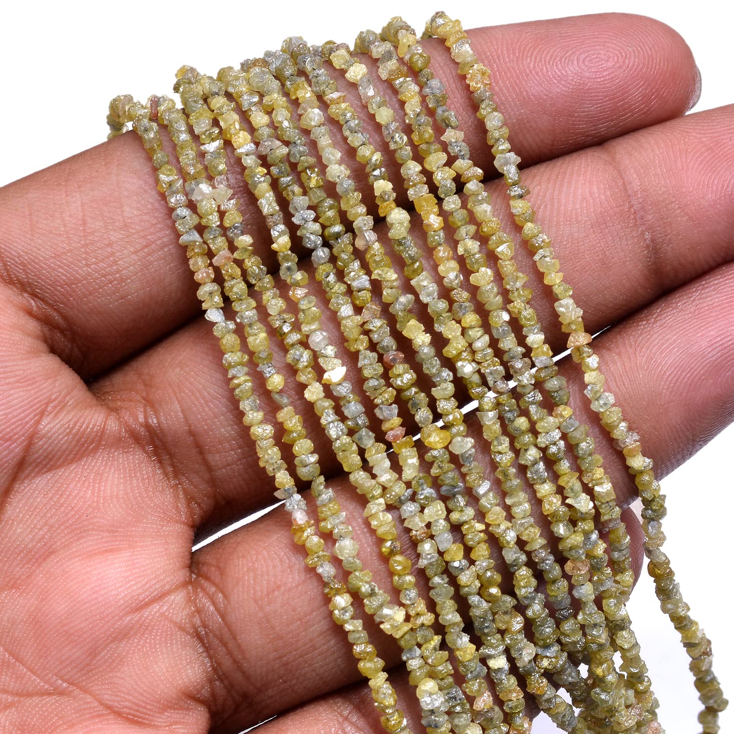 Nieszlifowane żółte diamentowe luźne koraliki, 1,5-3 mm, prawdziwy diamentowy sznur koralików do biżuterii, 20 cm sznur od Gems Valley