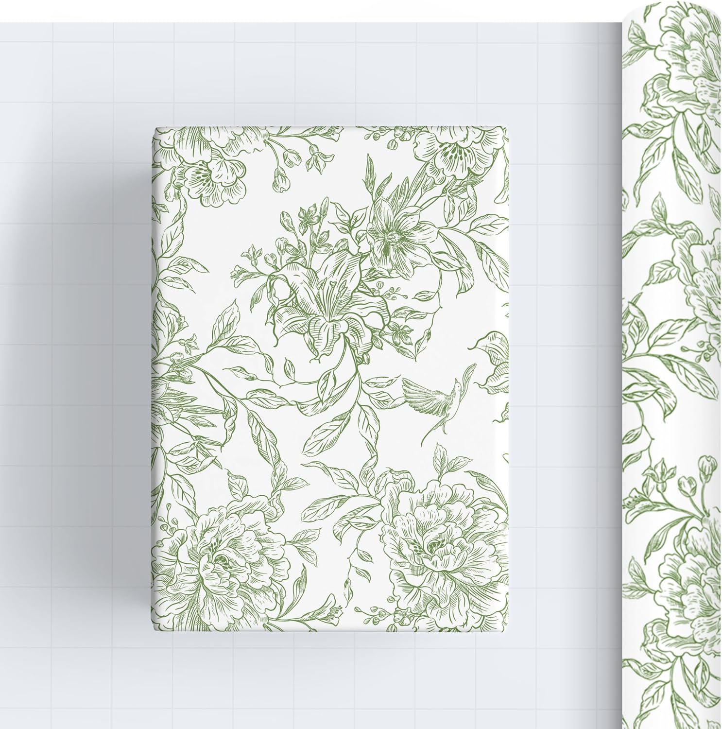 VCOOHM Green Floral Wrapping Paper Roll - 17 Inches x 9.8 Feet - Vintage Green Wrapping Paper for Birthday, Wedding, Bridal Shower, Chrismtas and Mother's Day Gifts - Image 3