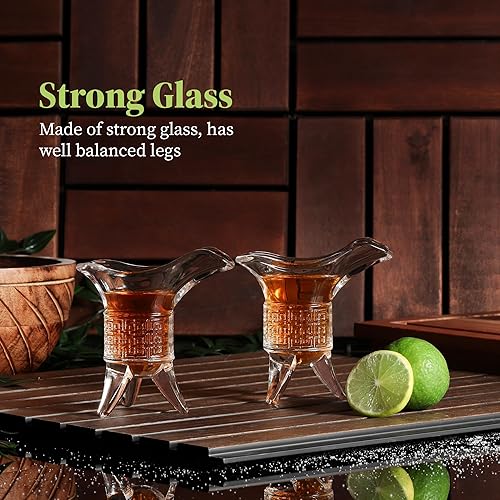 Miniatura 6 de QUAFFER Soju - Vasos de chupito de tequila (juego de 4)  Vaso de chupito estilo emperador retro  Soju Whisky Tequila Baijiu  Perfecto para fiestas,