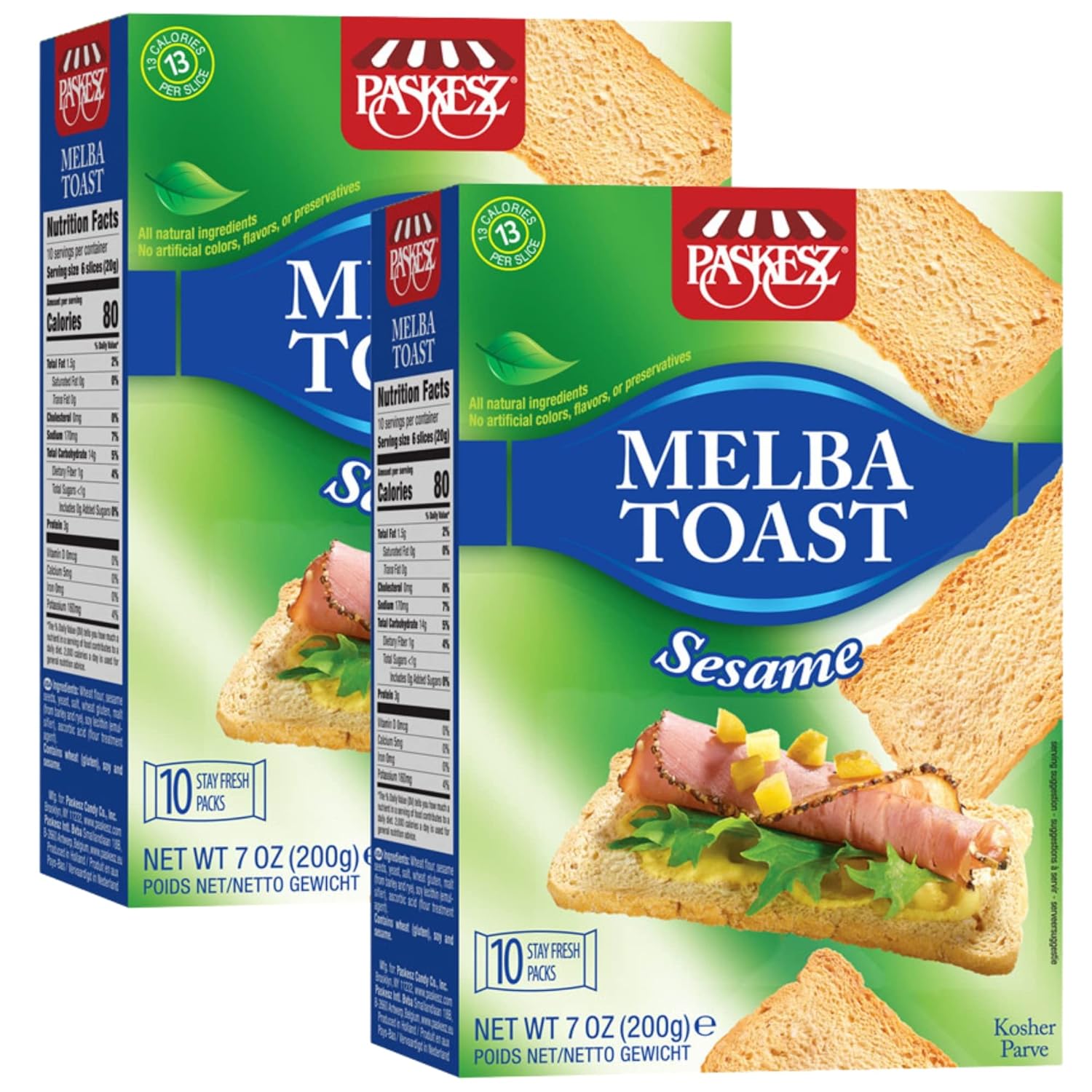 Snacktery Sesame Melba Toast Crackers All Natural Thin