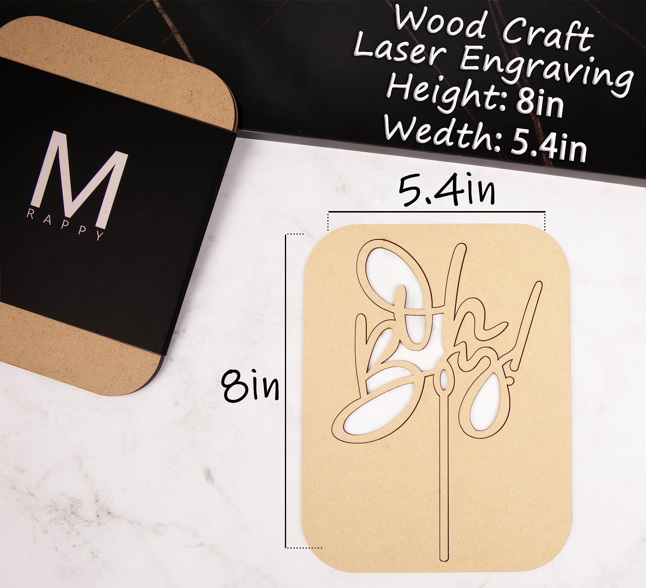 MRAPPY Oh Boy Cake Topper - Wooden Baby Shower Cake Decorations for First Birthday/Gender Reveals Party, Photo Booth Props