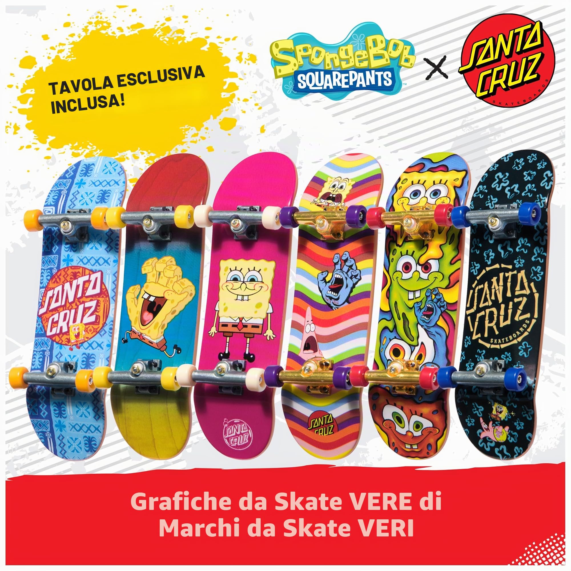 TECH DECK, Spongebob Sk8shop - Mini skateboard da collezione e personalizzabili, giocattoli per bambini dai 6 anni in su