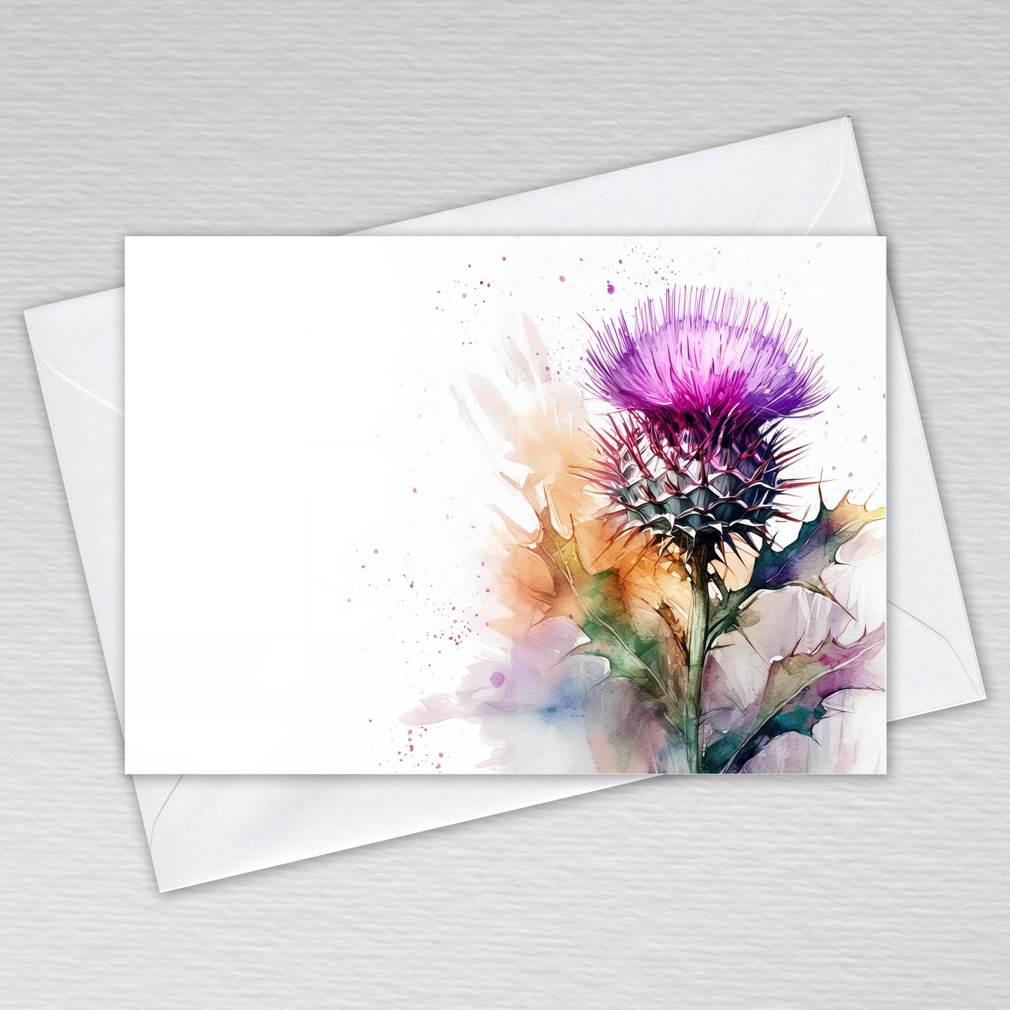 Scottish Blank Note Cards for Weddings, Burns Night Dinner Events, Saying Thank You with the National Flower of Scotland Theme: (Pack of 50 with Envelopes) — image 1