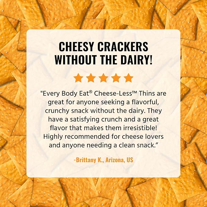 Every Body Eat Snack Thins Cheese-Less - Galletas sin gluten, veganas (20 unidades) miniatura 6