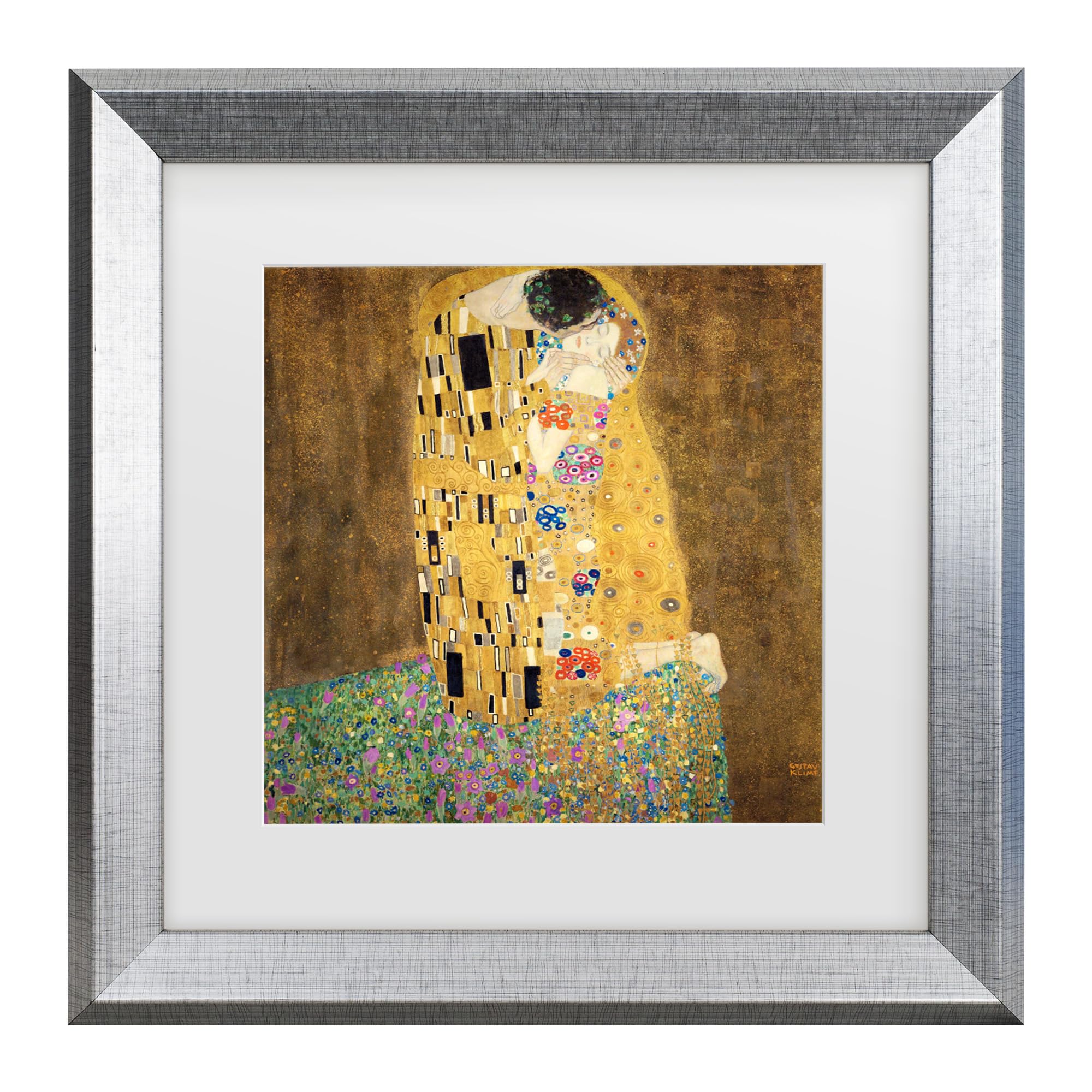 Amazon.com: Gustav Klimt 'The Kiss 1907-8' Matted Framed Art