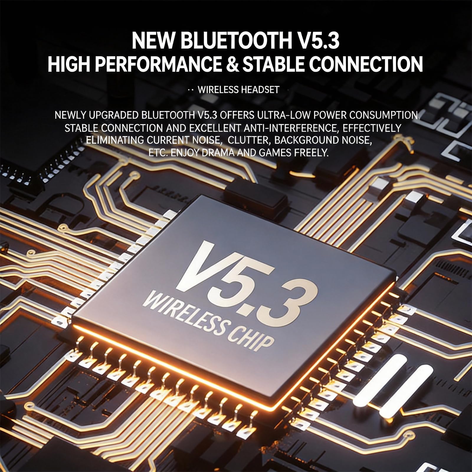 Cuffie Bluetooth wireless over-ear con chip 5.3, 20 ore di riproduzione, driver da 40 mm, design pieghevole e leggero, illuminazione RGB, doppio microfono per chiamate chiare, compatibili con PC
