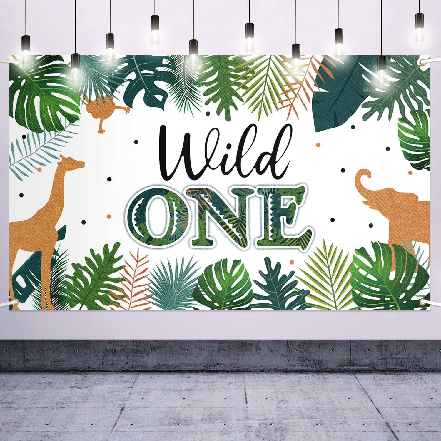 LASKYER Wild One Jungle Safari Large Banner - Cheers to Baby First Birthday Home Wall Photoprop Backdrop,Wild One Party Decorations.