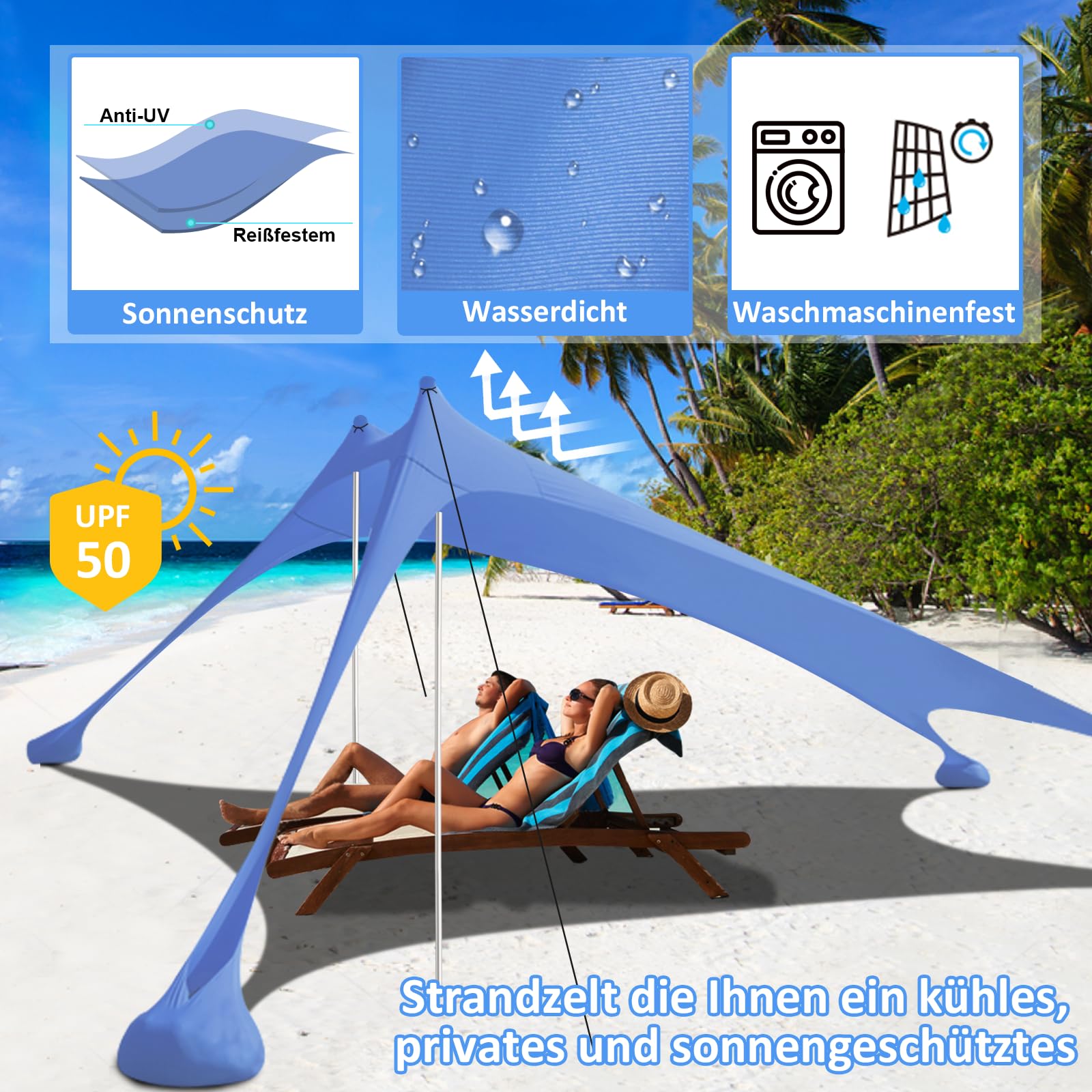 Koepel windscherm strandtentje - Groen - 270 x 120 cm - Action products - warenhuis
