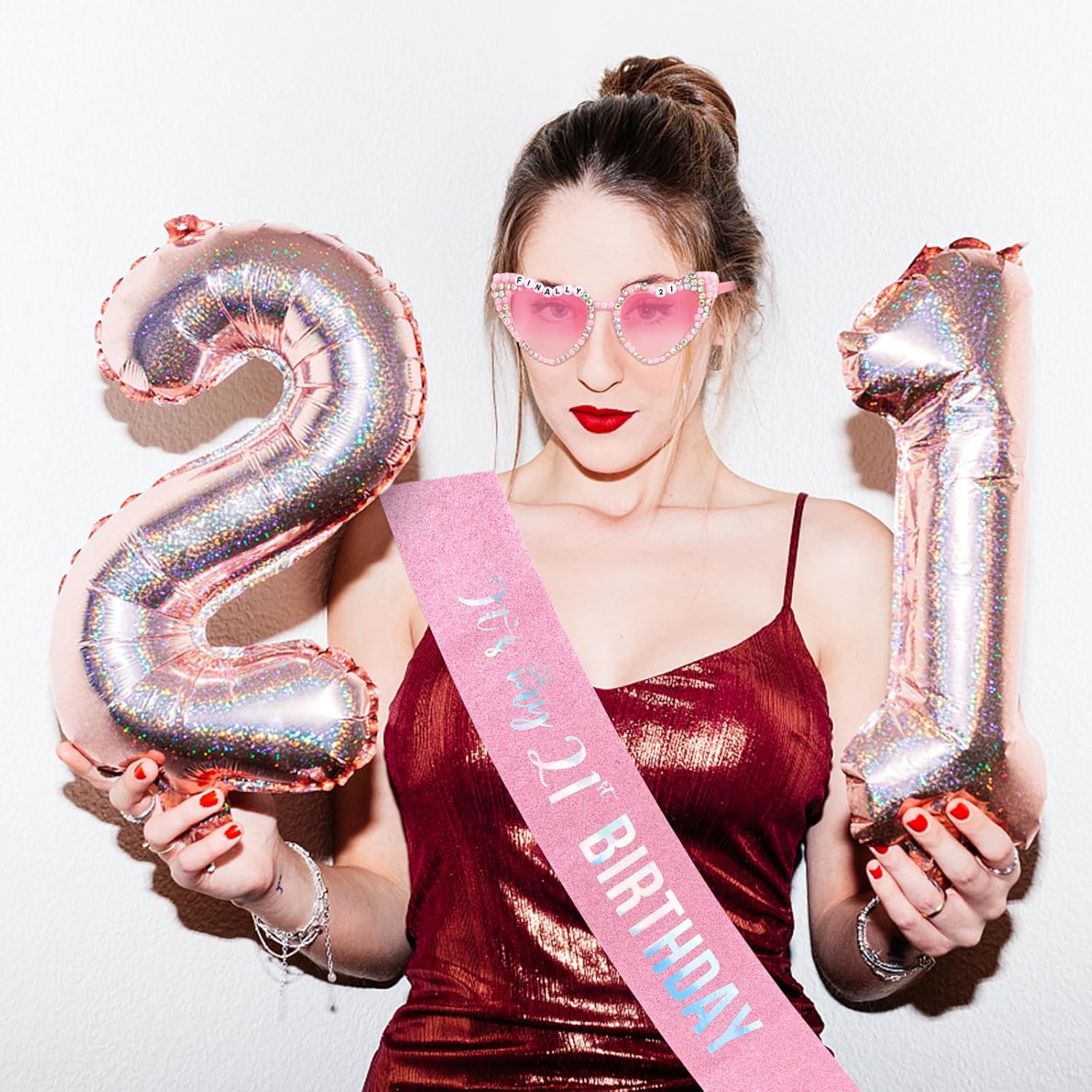 Semato 21st Birthday Gifts for Her 21st Birthday Sash and Sunglasses 21st Birthday Decorations - Image 5