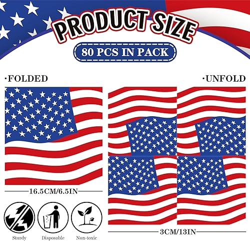 Miniatura 2 de Whaline Servilletas de papel patrióticas de 6.5 x 6.5 pulgadas, servilletas desechables con bandera estadounidense, 4 de julio, diseño de estrellas