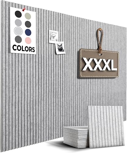 WALLHERO Large Cork Board Alternative | 15 Pack | Sizing Up to 59”x36” Felt Wall Tiles, Large Cork Boards for Walls, Corkboard for Office, Cork Board Tiles, Pin Boards for Walls (Gray Marble Slats)