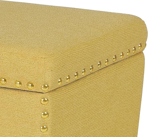 Miniatura 6 de Adeco Otomana de Almacenamiento Cuadrada con Tapa con Bisagras, Banco de Acento Moderno Taburete Reposapiés, Mesa de Café para Sala de Estar