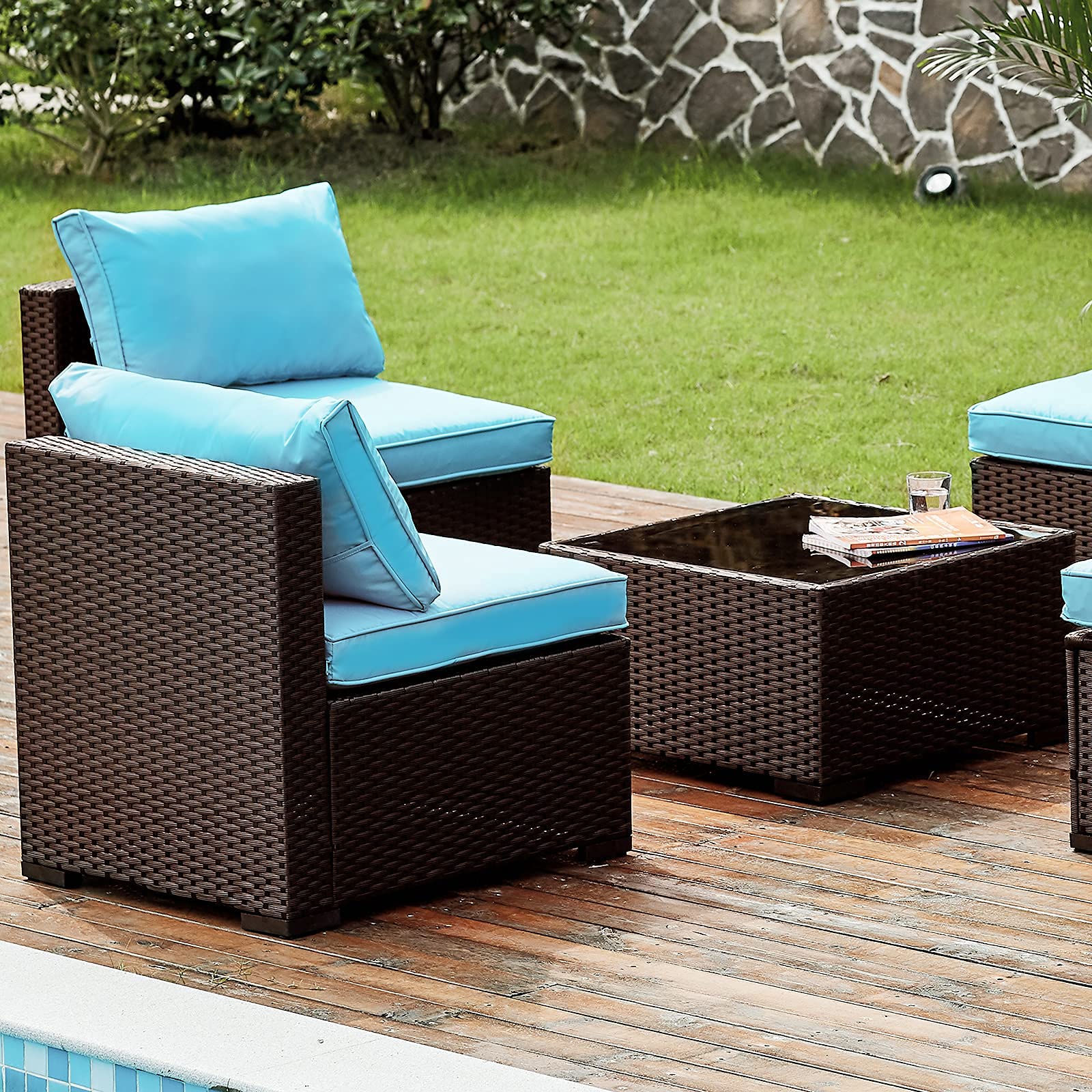 NATURAL EXPRESSIONS 5 Piece Wicker Patio Furniture Set Rattan Outdoor