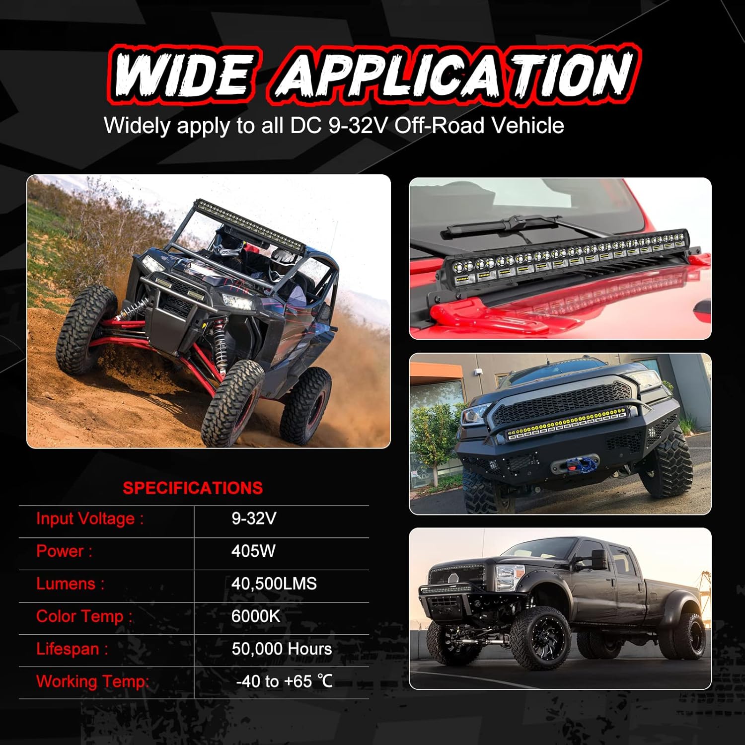 30 Inch LED Light Bar, 405W Dual Row LED Bar with Wiring Harness Off Road Driving Light Spot Flood Combo LED Work Light Waterproof Fog Lamps for Truck ATV UTV SUV RZR Ford Boat