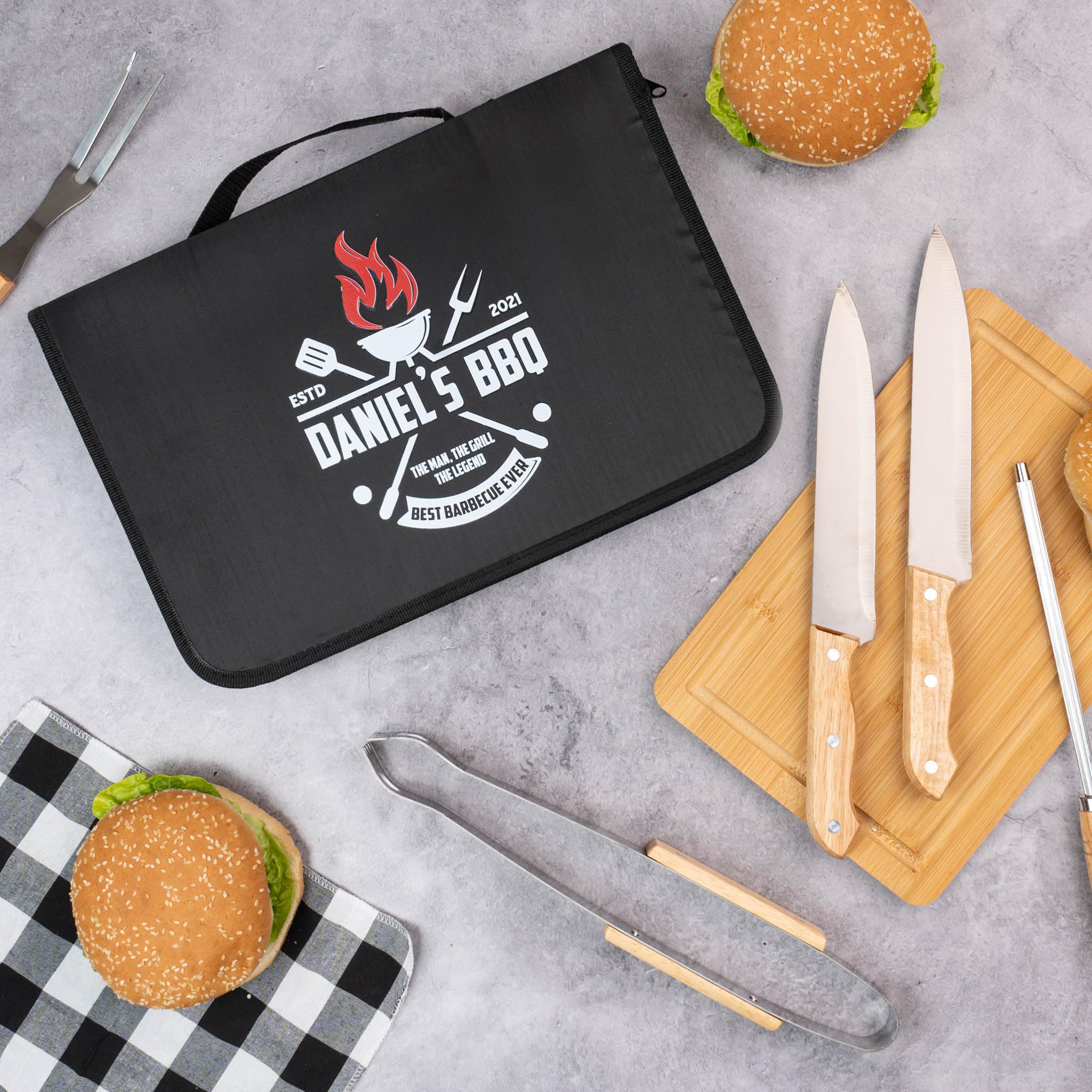 Wanapix Kit Barbecue Personnalisé Ustensiles BBQ Malette 6 Accessoires Set