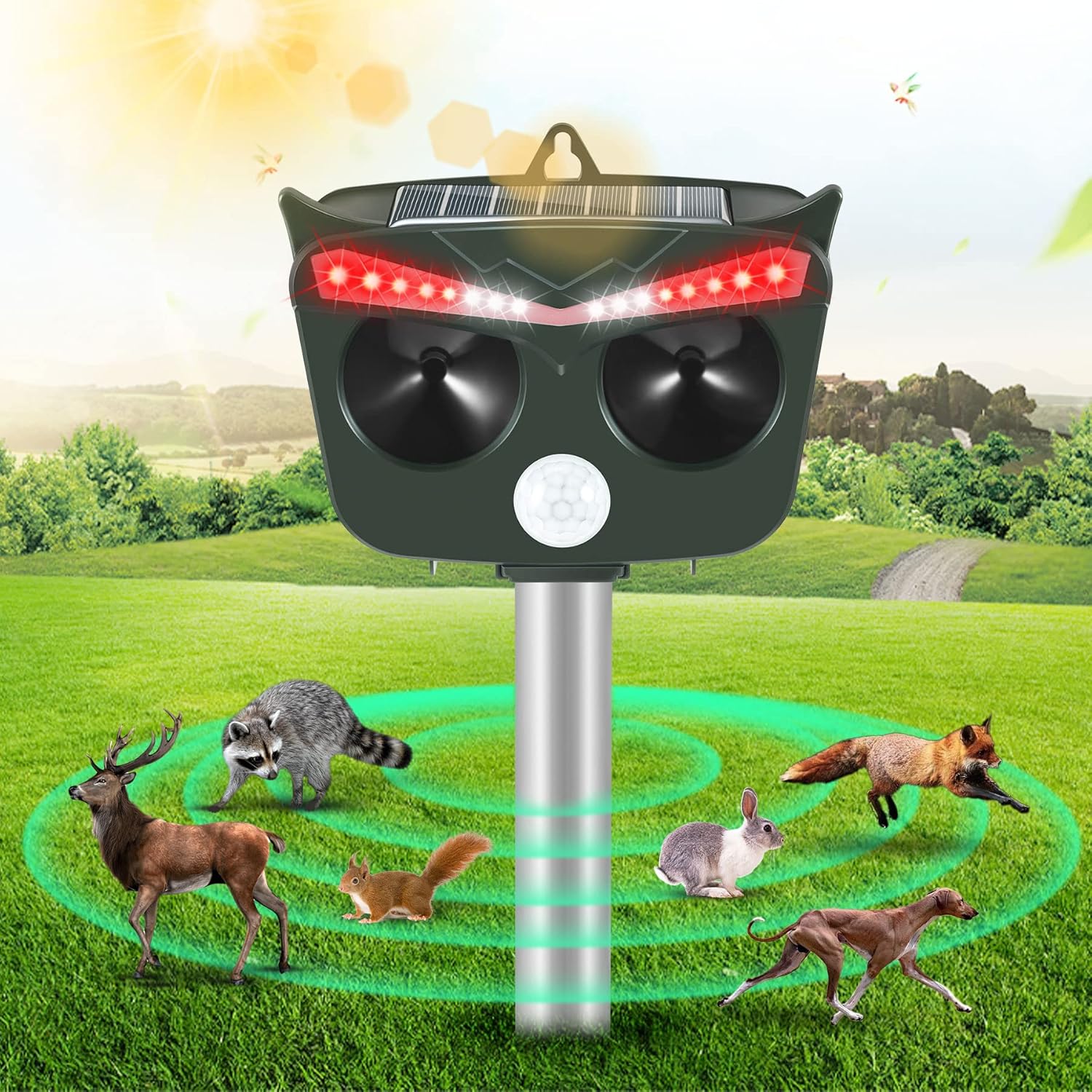 Solar Animal Repeller Outdoor, Waterproof Ultrasonic