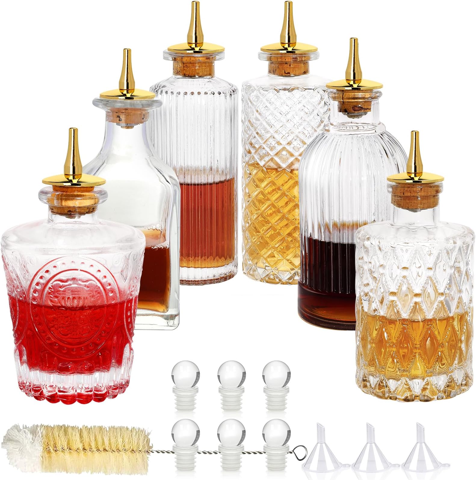 Bitters Bottle Set- Glass Bitter Bottle, with Stainless Steel Dash Top, Great Bottle For Your Bitters (6)
