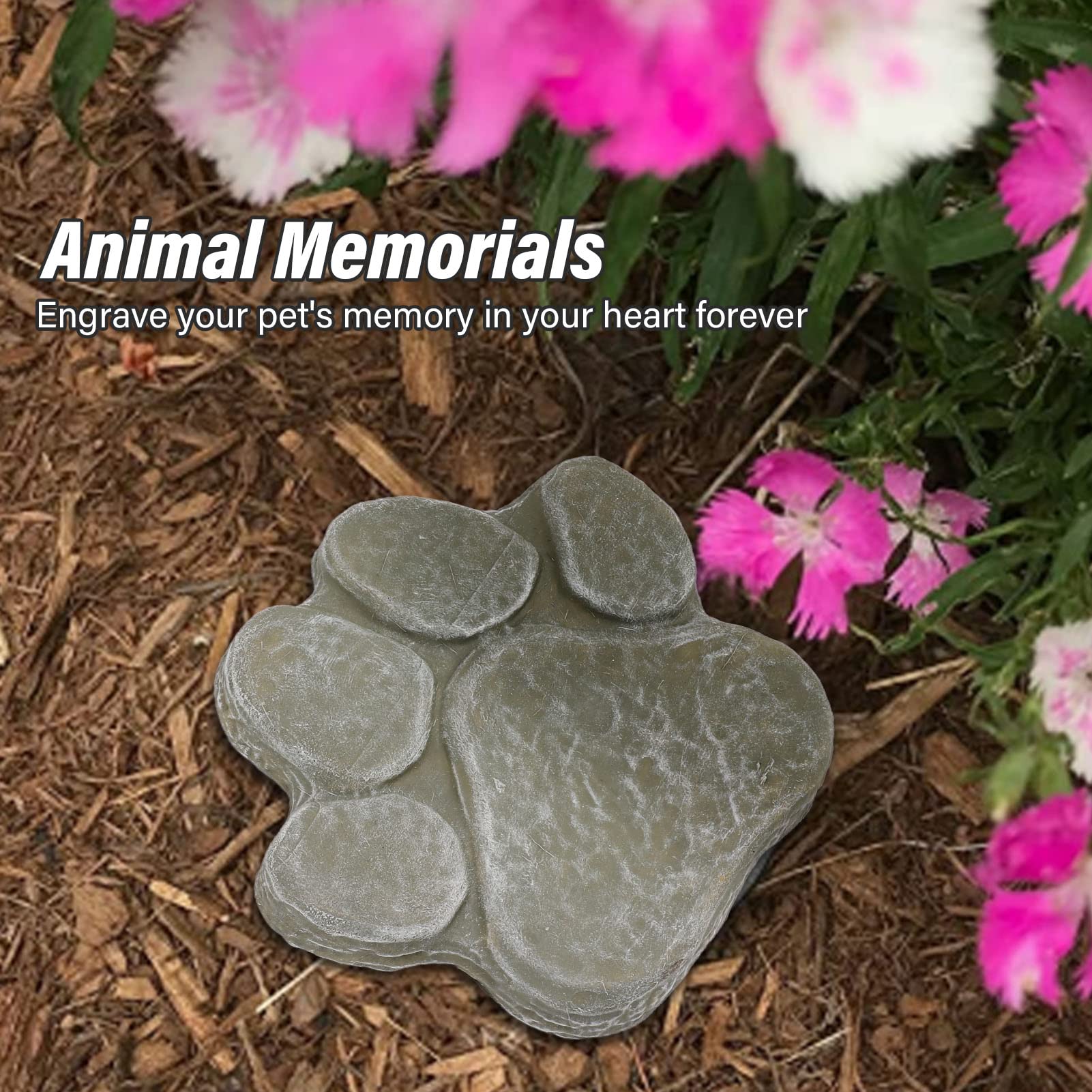 HERCHR Pietre Commemorative per Animali Domestici, Pietra Tombale per Animali Domestici con Impronta di Zampa, Pietra Commemorativa per Cani, Pietra Commemorativa con Impronta di Zampa di Cane(Verde)