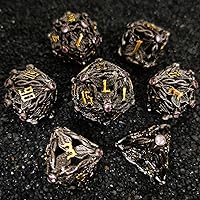 Vista 7 de HAOMEJA Hollow Magic Vine Leaf - Juego de dados de metal para DND, 7 dados para juegos de rol, dados de D&D Dungeons and Dragons