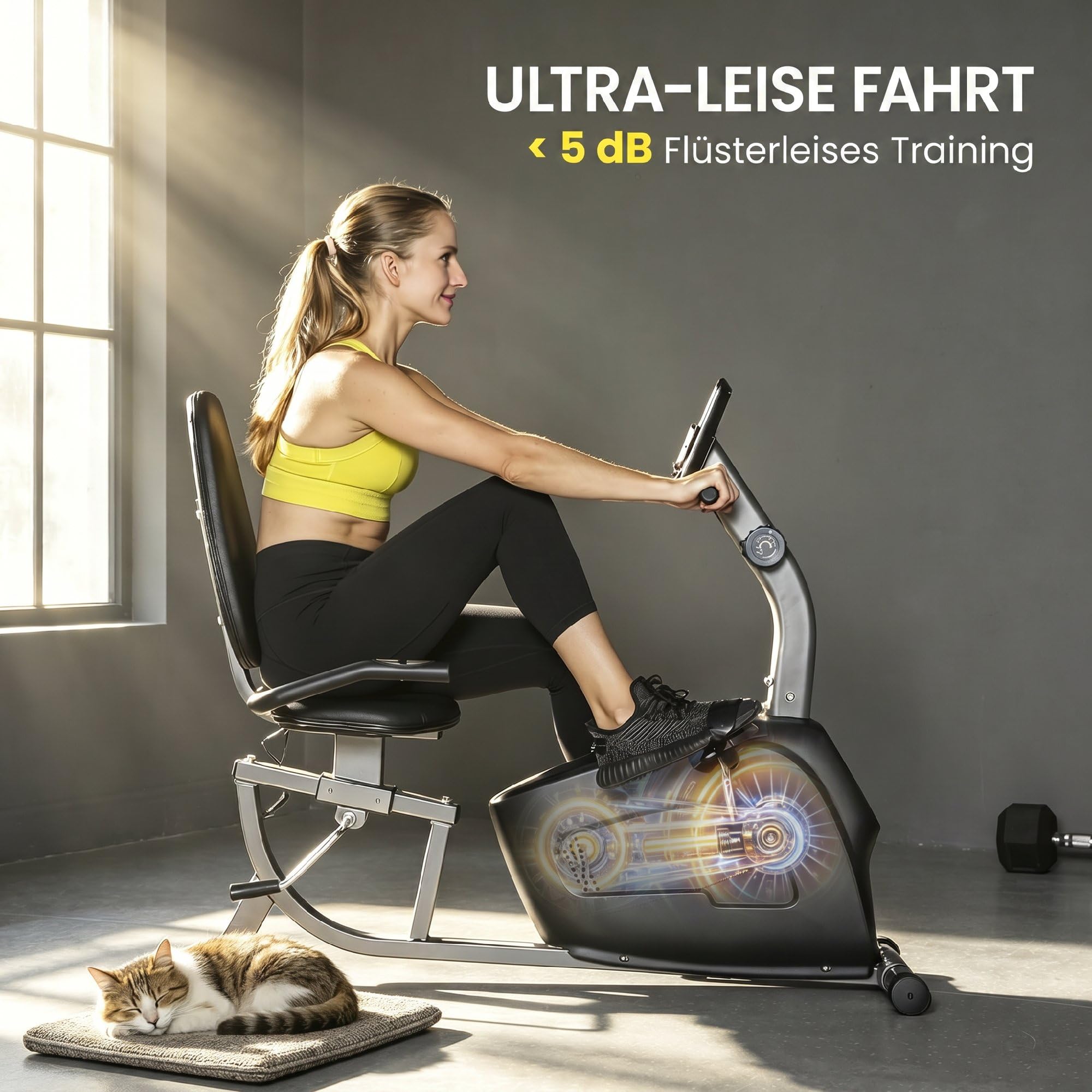 SPORTNOW Liegeergometer für Zuhause mit 8 verstellbar Widerstandsstufe Magnetbremse Pulssensor LCD-Display Senioren Leise Liegefahrrad Heimtrainer mit verstellbar Bequem Sitz Sitzergometer Bis 135kg