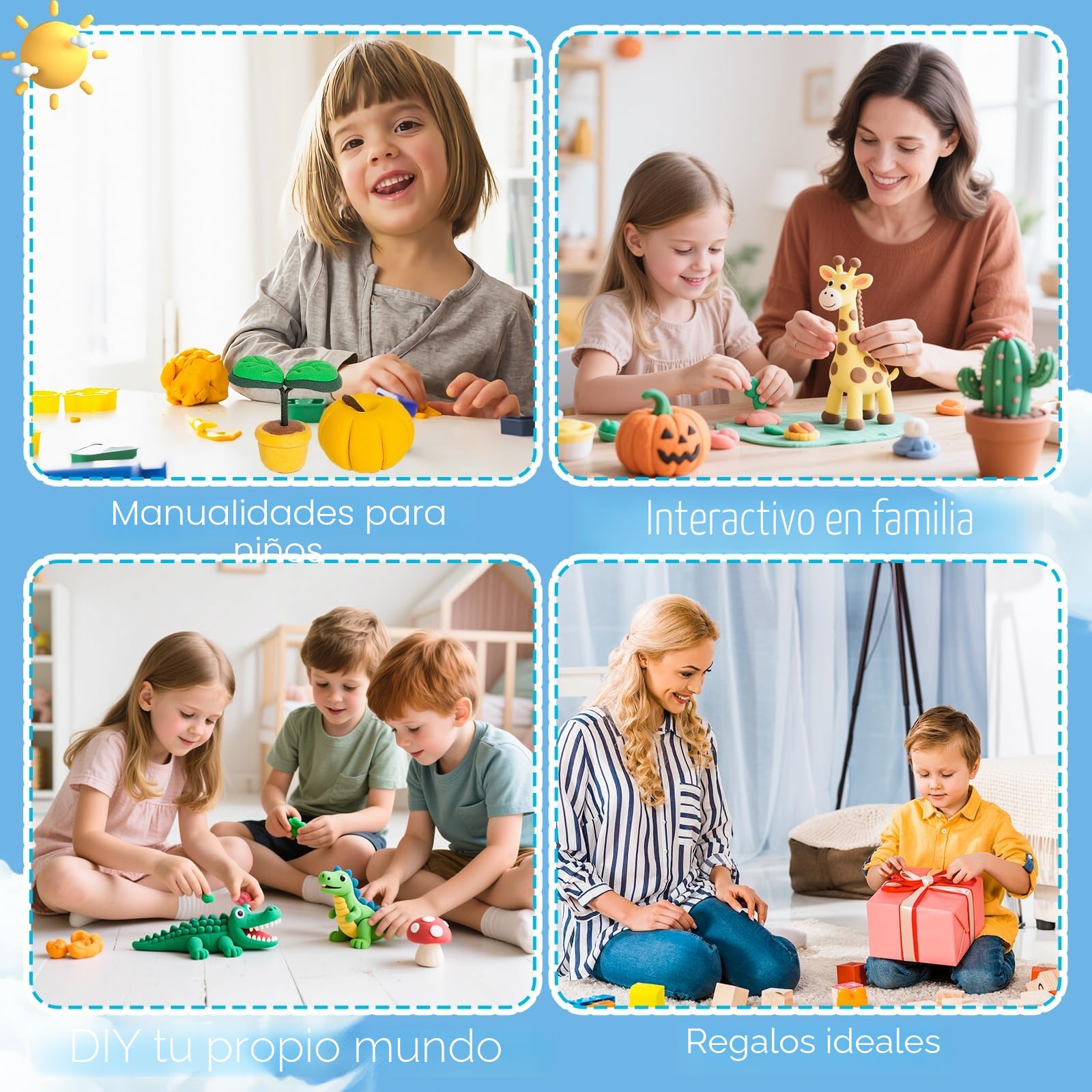 48 Colores de Arcilla Secado al Aire, Arcilla Polimérica Secado al Aire, Pasta Modelar Secado al Aire, Arcilla de Colores para Niños, Regalo para Niños y Niñas de 3-12 Años