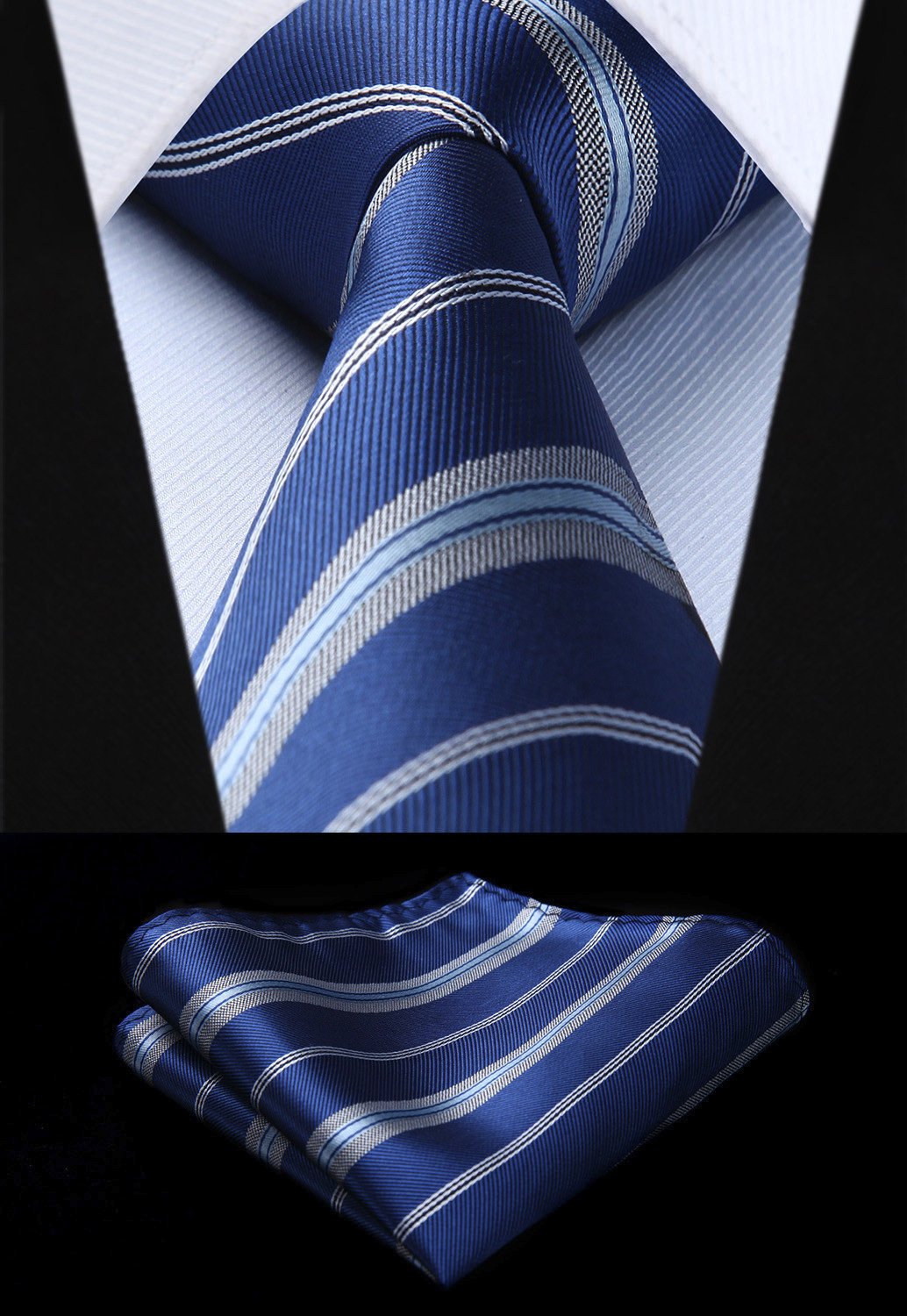 HISDERN Cravate Homme 5 Pièces Mariage Fete Ensemble Cravates et Mouchoirs pour Hommes en Soie Classique Formelle Cravate Carré de Poche