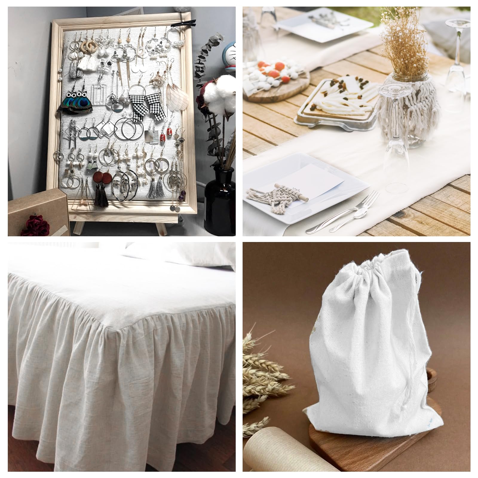 Tessuto In Lino Per Punto Croce E Ricamo – 150x50 Cm, Misto 70% Poliestere, 20% Cotone, 10% Lino, Colore Beige, Traspirante E Morbido Per Cucito Creativo