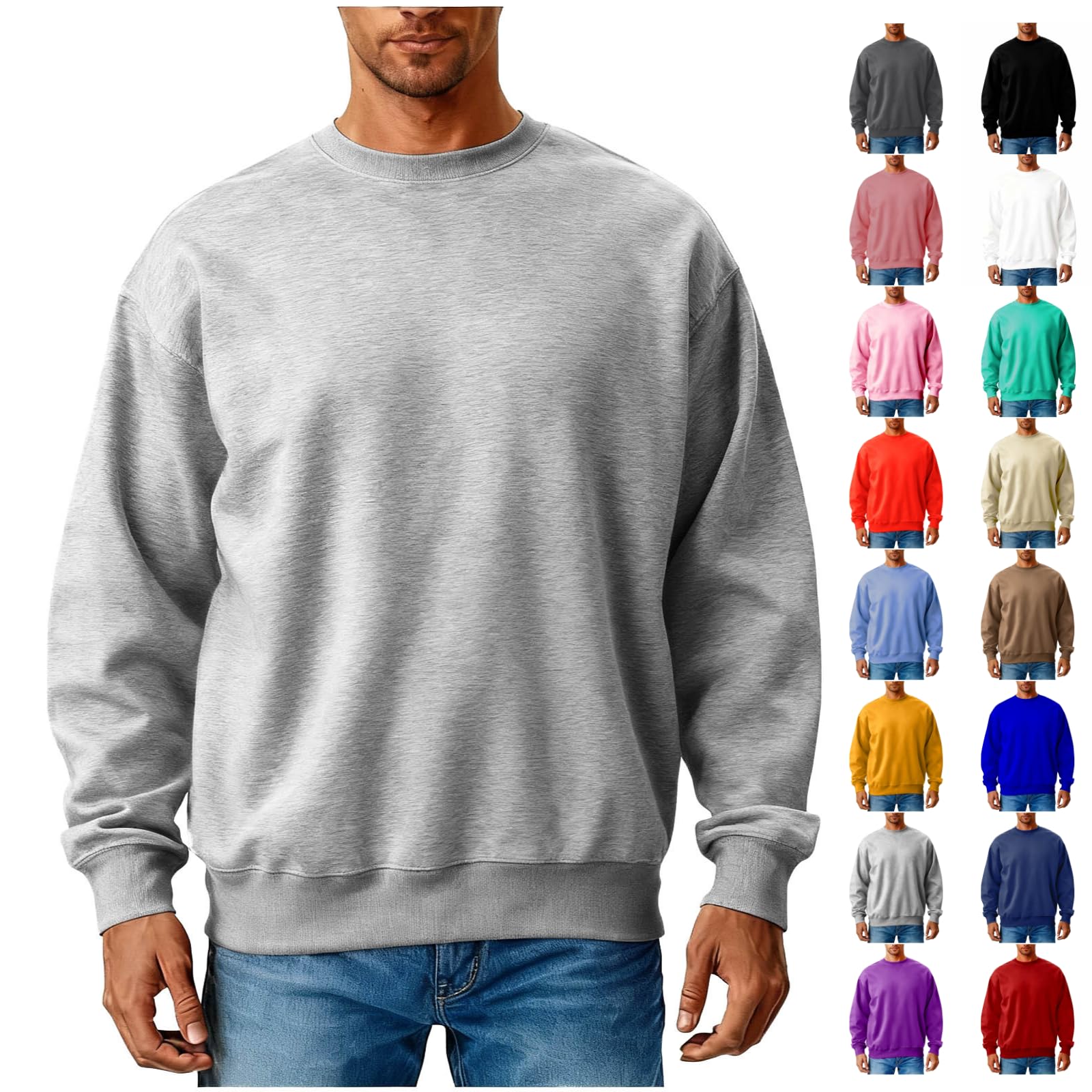 Sweatshirts For Men Workout Oversized Hoodies Mens Crewneck Sweatshirts Long Sleeve Shirts Warm Casual Pullover Sweaters