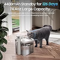 Vista 4 de Cat Water Fountain - True Wireless Pet Water Fountains for Cats Indoor, 74.4oz/2.2L Cat Fountain with Ultra-Quiet Pump, Dog Water Bowl Dispenser