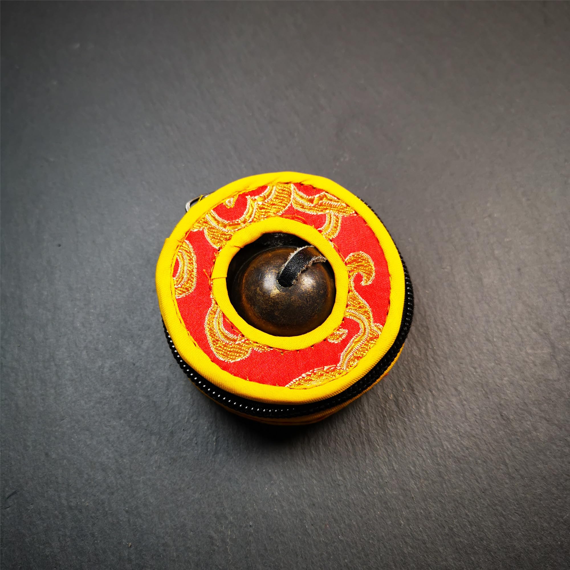 Set di Campane Tibetana Tingsha Tibetano - Cimbali Piatti Piattini da dita Tibetani - Fatti a Mano in Nepal - Ottone, Marrone Liscia, 6,5 cm