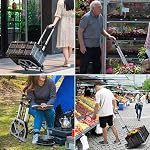 Chariot à main pliant MAXBROTHERS et dolly personnel, chariot à bagages en aluminium, capacité de 175 lbs, avec cordon élastique noir, doubles roulements et poignée télescopique pour déménagement intérieur et extérieur (noir)