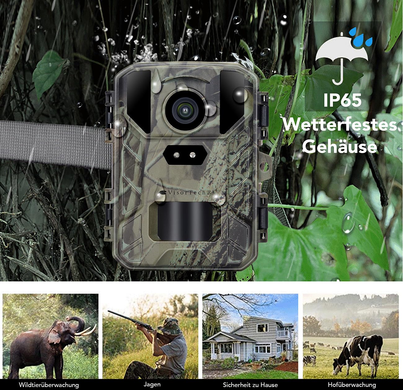 VisorTech Wild-Überwachungskamera: 2er-Set WLAN-Wildkamera mit 50 MP, 4K interpoliert & No-Glow-IRs (4K-WLAN-Wildkamera mit App, Wild-Überwachungskameras, ohne)