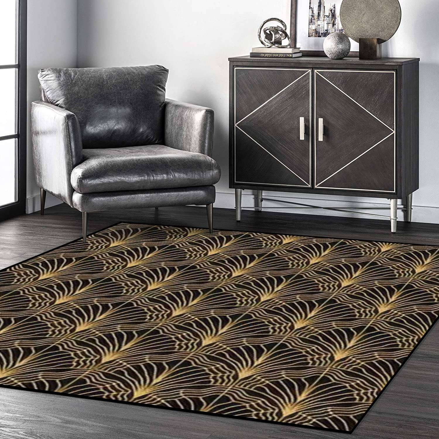 Indoor/Outdoor Area Soft Rug Seamless Art Deco Vintage Geometric