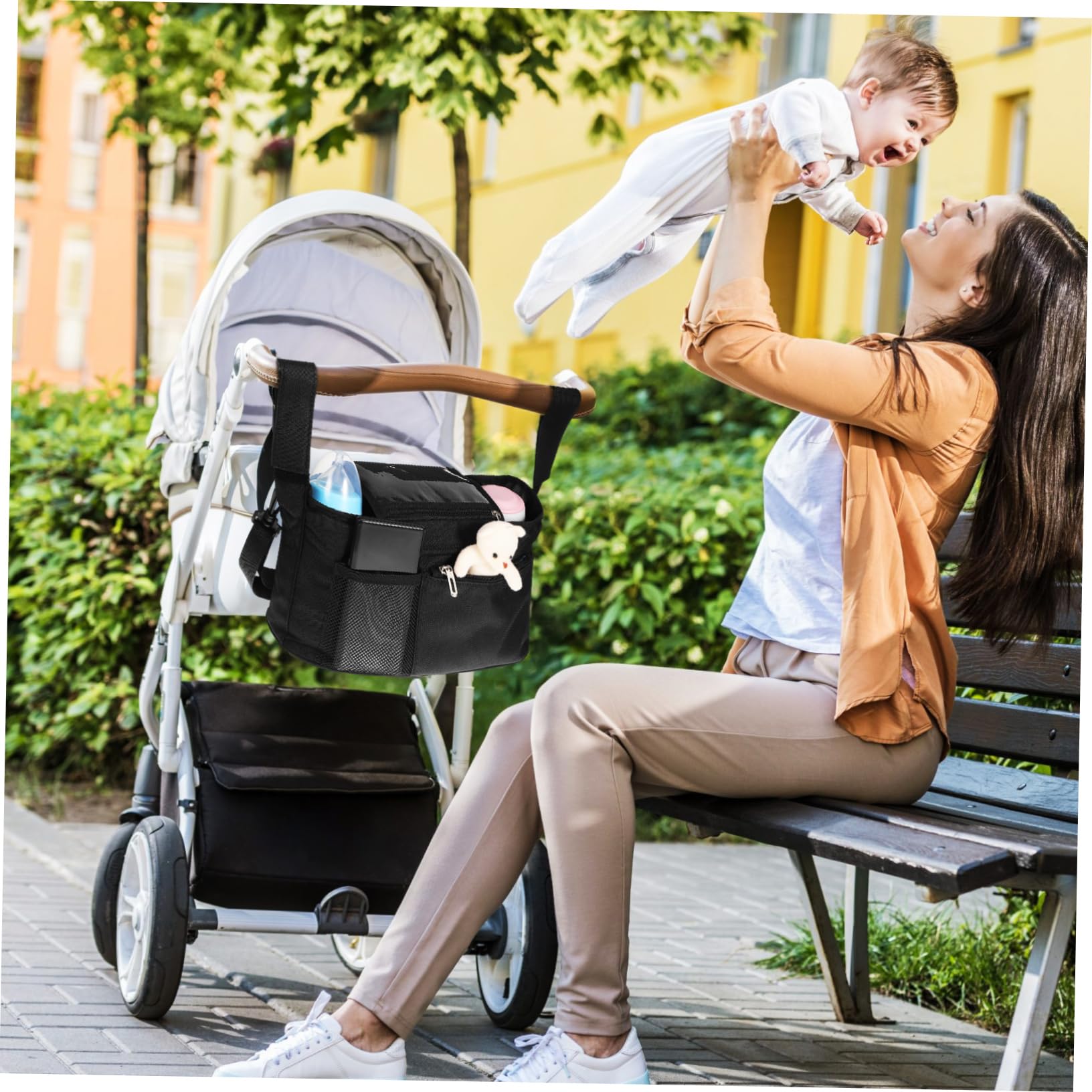 BESTonZON Borsa Organizer Per Passeggino Portabicchieri Per Passeggino Accessori Per Organizer Per Neonati Borsa Portaoggetti Per Carrozzina E Passeggino
