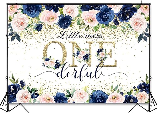 Miniatura 3 de Avezano Miss Onederful - Telón de fondo para fotografía de fiesta de primer cumpleaños, color azul marino, rosa, para fiesta de primer cumpleaños,