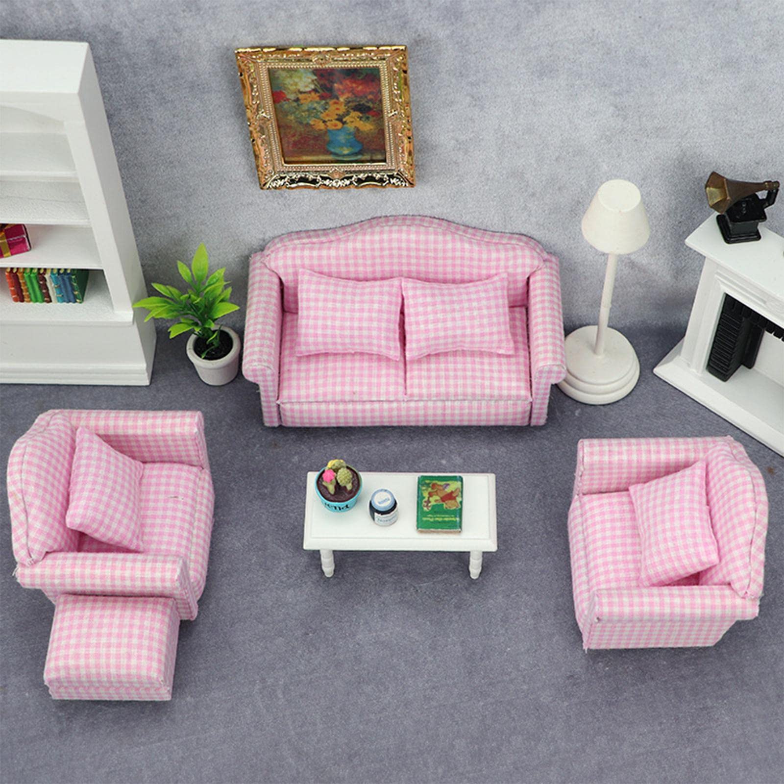 Sofá de Cuero para Casa de Muñecas, Sofá Miniatura, Sillón, Estilo Europeo, Accesorios, Asiento para Diseño de Habitación de Casa de Muñecas 1:12,